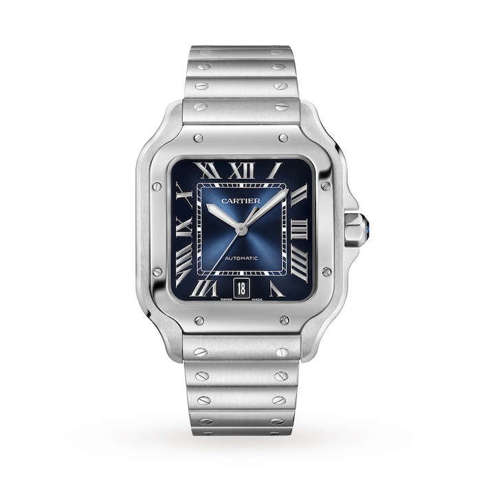 Cartier Santos De Cartier Watch, Large Model, Automatic Movement, Steel, Interchangeable Metal And Leather Bracelets