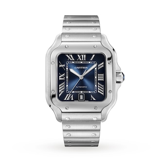 Cartier Santos De Cartier Watch, Large Model, Automatic Movement, Steel, Interchangeable Metal And Leather Bracelets Cartier Santos De Cartier Watch, Large Model, Automatic Movement, Steel, Interchangeable Metal And Leather Bracelets