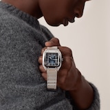 Cartier Santos de Cartier watch, Large model, automatic movement, steel, interchangeable metal and leather bracelets