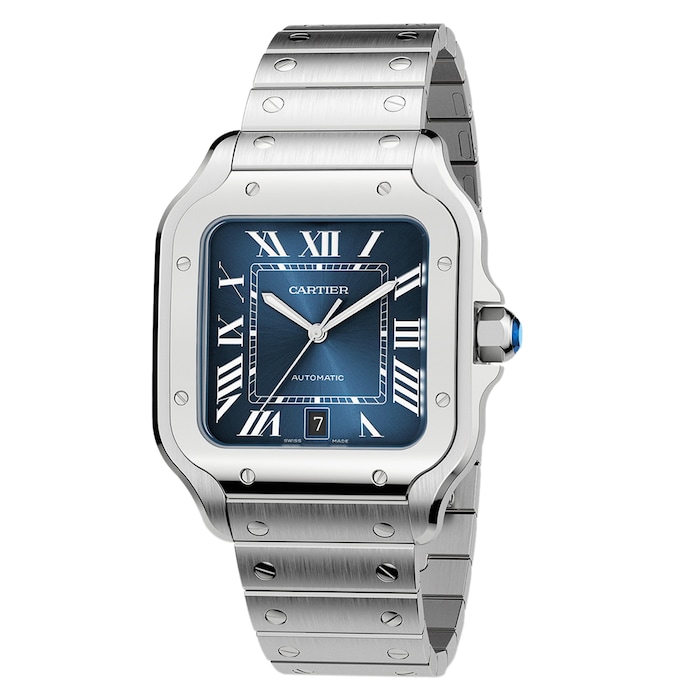 Cartier Santos De Cartier Watch, Large Model, Automatic Movement, Steel, Interchangeable Metal And Leather Bracelets