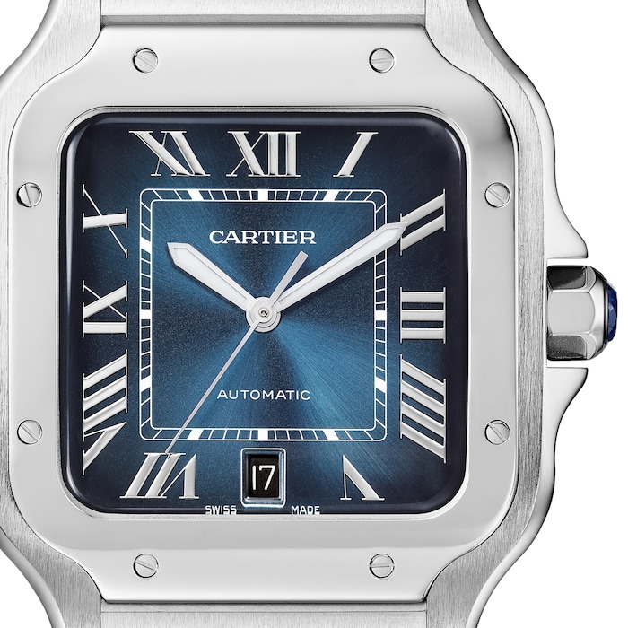 Cartier Santos De Cartier Watch, Large Model, Automatic Movement, Steel, Interchangeable Metal And Leather Bracelets