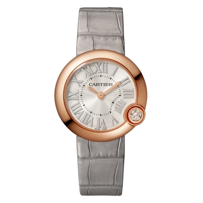 Cartier Ballon Blanc De Watch, 30mm, Rose Gold, Diamond, Leather