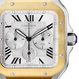 Cartier Santos De Cartier Chronograph Watch Extra-Large Model, Automatic Movement, Yellow Gold, Steel, Interchangeable Metal And Rubber Bracelets