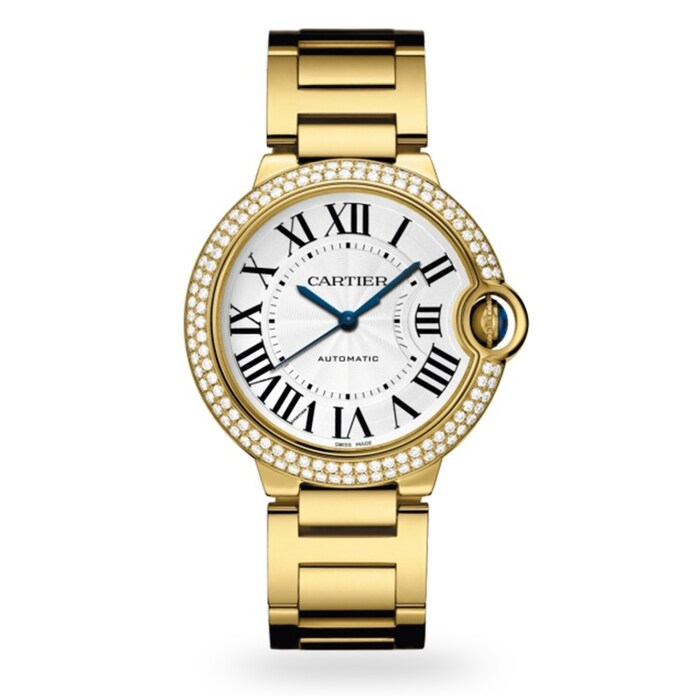 Cartier Ballon Bleu De Cartier Watch 36mm, Automatic Movement, Yellow Gold, Diamonds