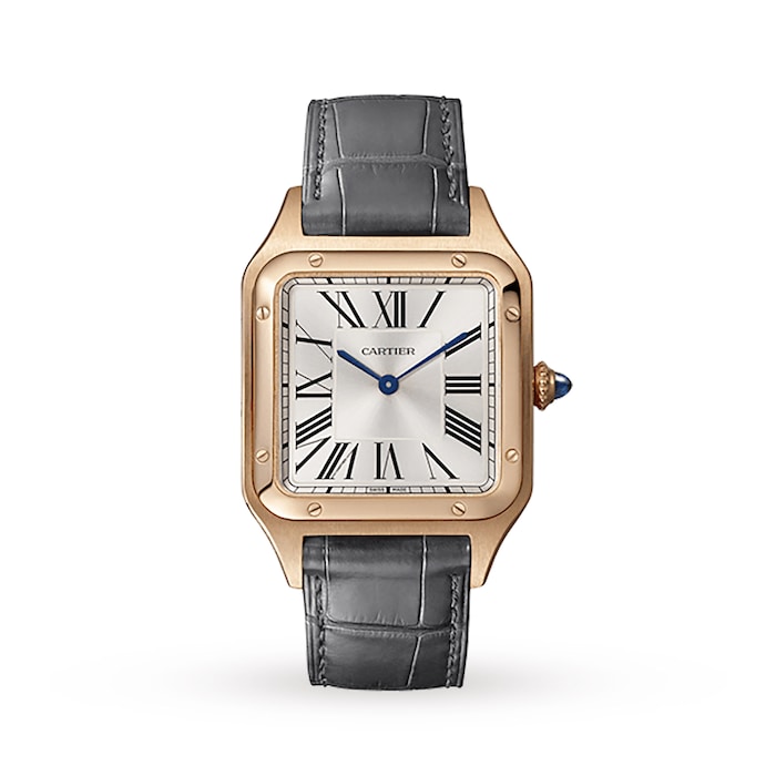 Cartier Santos-Dumont Watch Large Model, Quartz Movement, Pink Gold, Leather