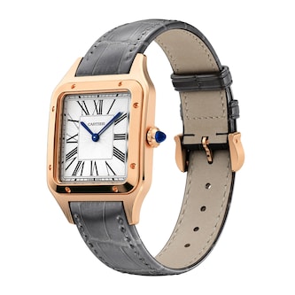 Cartier Santos-Dumont Watch Large Model, Quartz Movement, Rose Gold, Leather