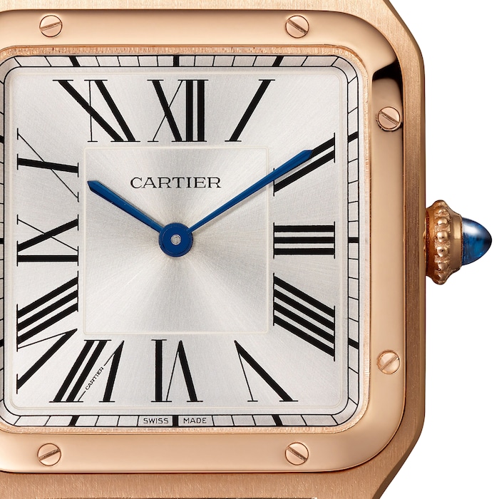 Cartier Santos-Dumont Watch Large Model, Quartz Movement, Rose Gold, Leather
