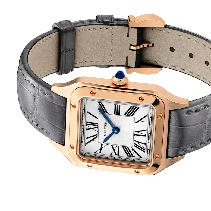 Cartier Santos-Dumont Watch Large Model, Quartz Movement, Rose Gold, Leather