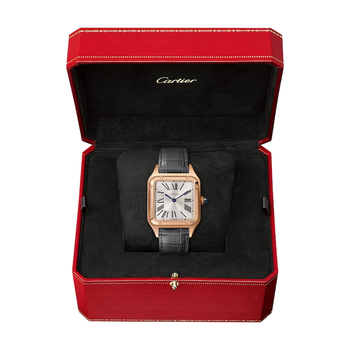 Cartier Santos-Dumont Watch Large Model, Quartz Movement, Rose Gold, Leather