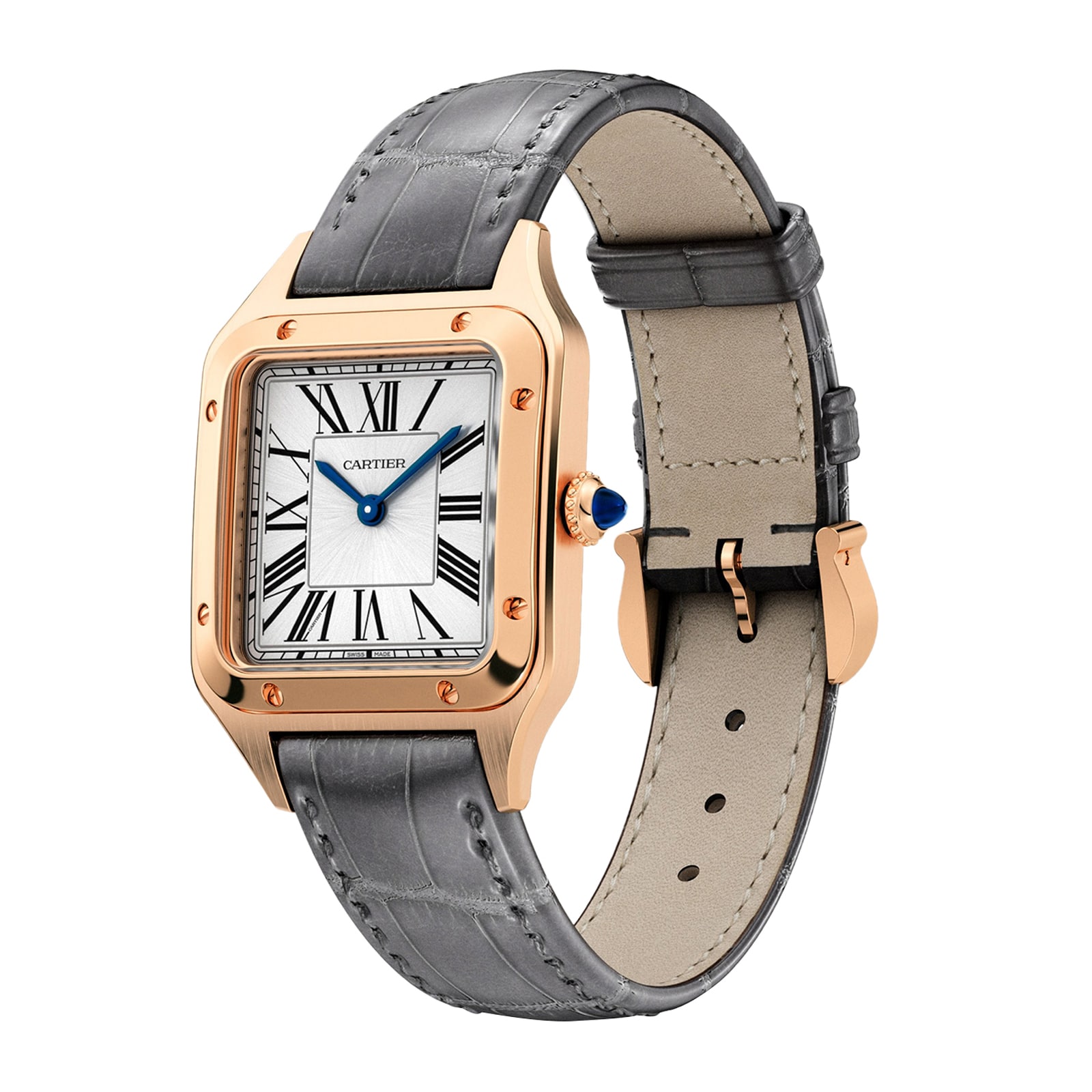 Cartier Santos-Dumont Watch Small Model, Quartz Movement, Rose Gold, Leather