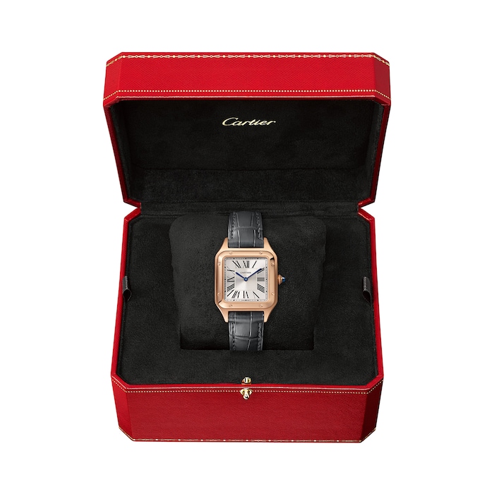 Cartier Santos-Dumont Watch Small Model, Quartz Movement, Rose Gold, Leather