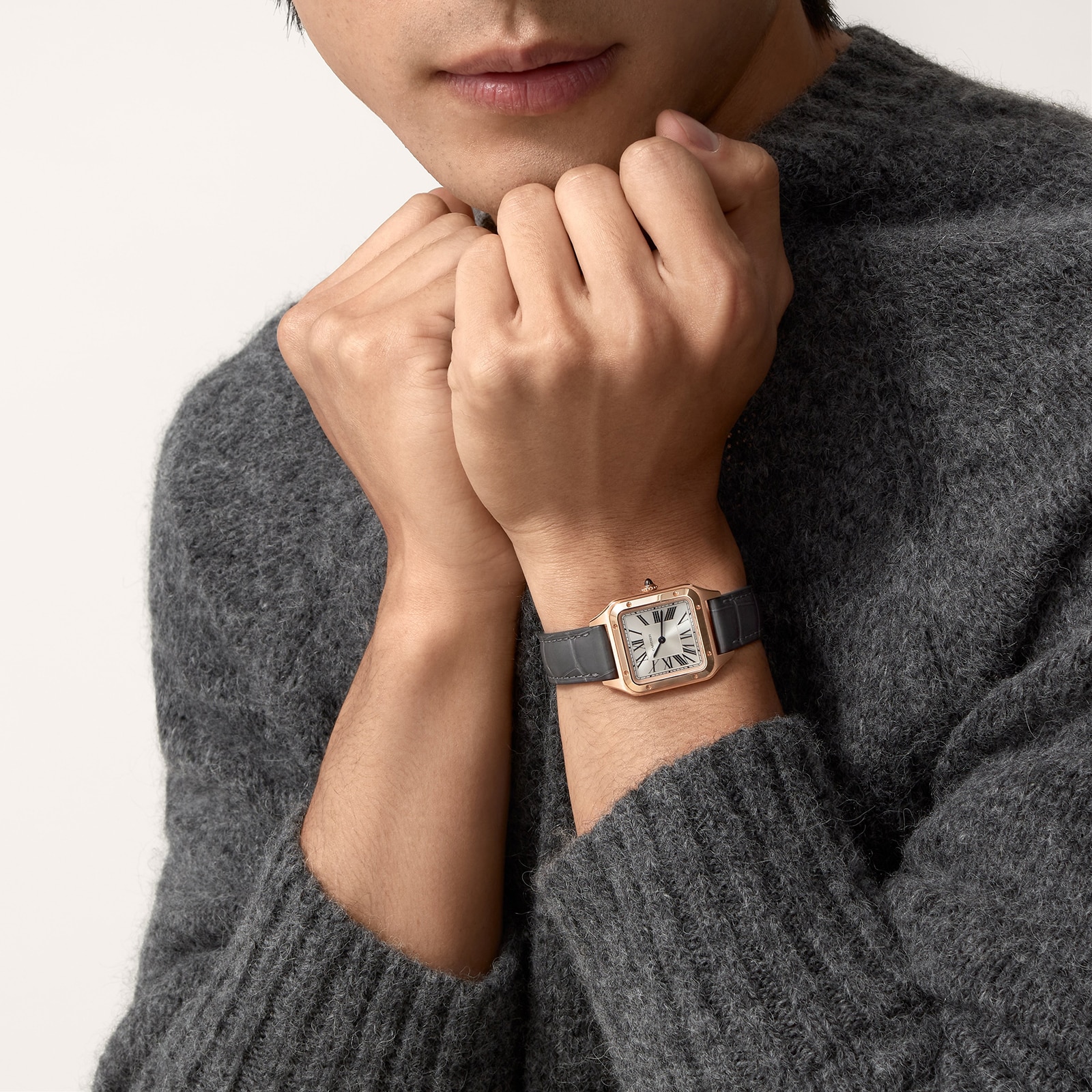 Cartier Santos-Dumont Watch Small Model, Quartz Movement, Rose Gold, Leather