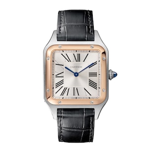 Cartier Santos-Dumont Watch Large Model, Quartz Movement, Rose Gold, Steel, Leather