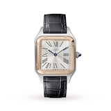Cartier Santos-Dumont Watch Large Model, Quartz Movement, Rose Gold, Steel, Leather
