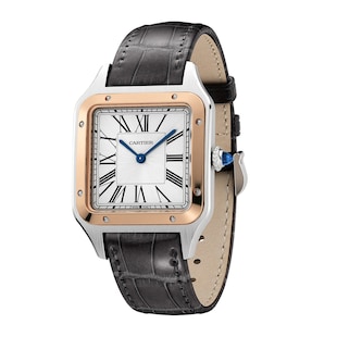 Cartier Santos-Dumont Watch Large Model, Quartz Movement, Rose Gold, Steel, Leather
