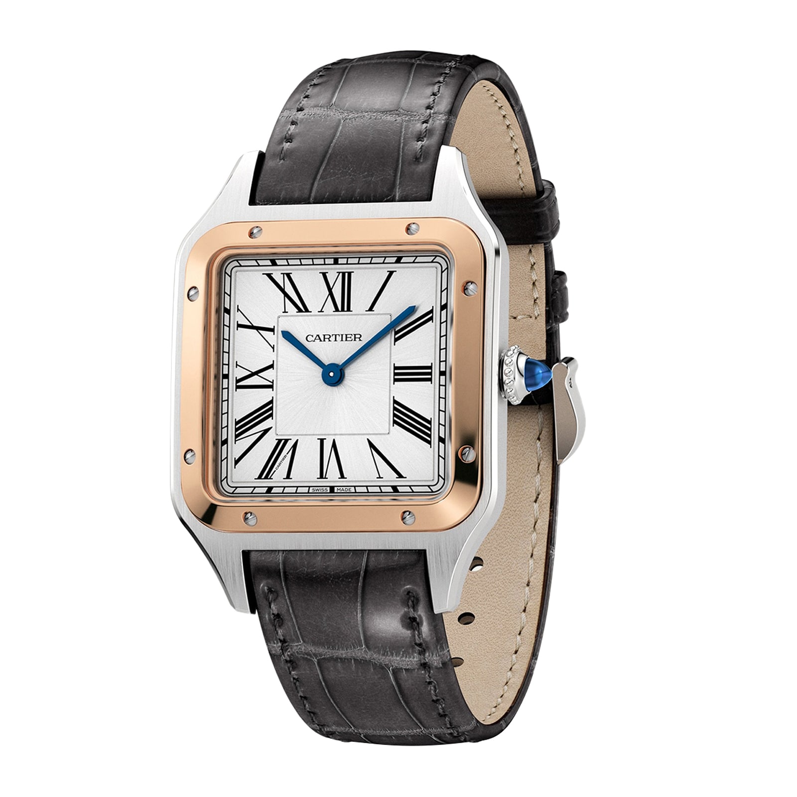 Cartier Santos-Dumont Watch Large Model, Quartz Movement, Rose Gold, Steel, Leather Cartier Santos-Dumont Watch Large Model, Quartz Movement, Rose Gold, Steel, Leather