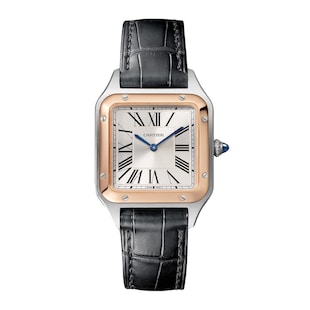 Cartier Santos-Dumont Watch Small Model, Quartz Movement, Pink Gold, Steel, Leather
