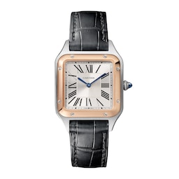 17311046 - Santos-Dumont Watch Small Model, Quartz Movement, Pink Gold, Steel, Leather