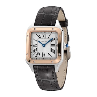 Cartier Santos-Dumont Watch Small Model, Quartz Movement, Pink Gold, Steel, Leather
