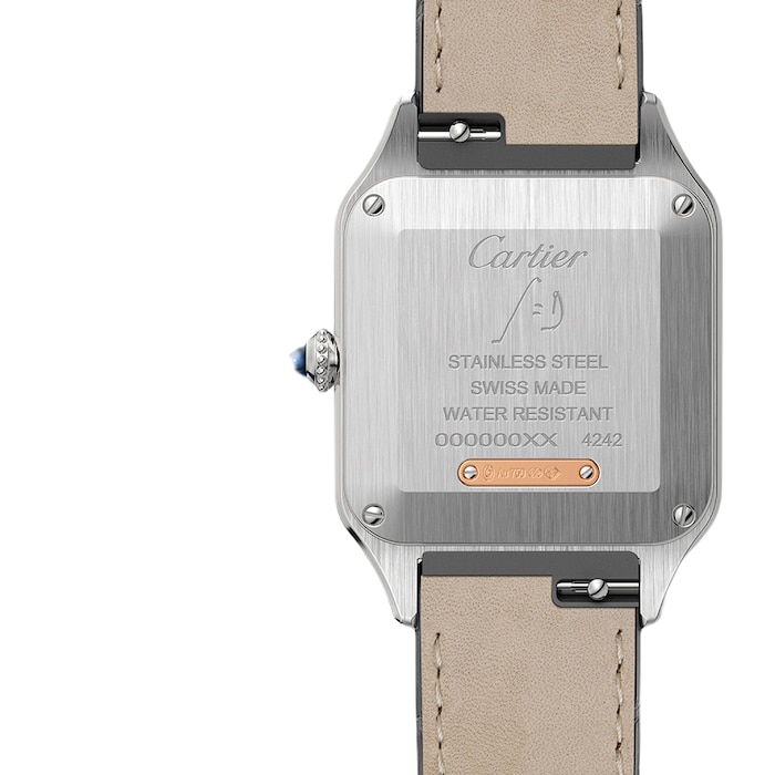 Cartier Santos-Dumont Watch Small Model, Quartz Movement, Pink Gold, Steel, Leather