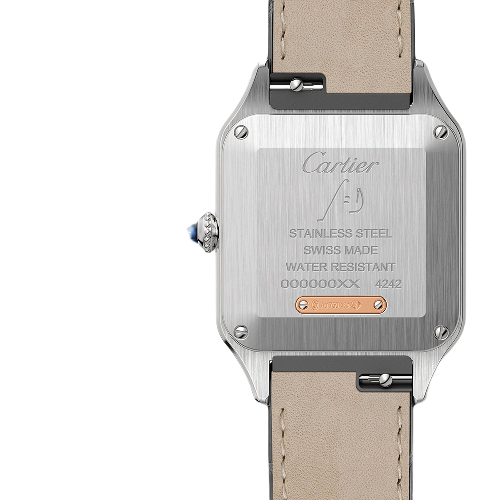 Cartier Santos-Dumont Watch Small Model, Quartz Movement, Pink Gold, Steel, Leather