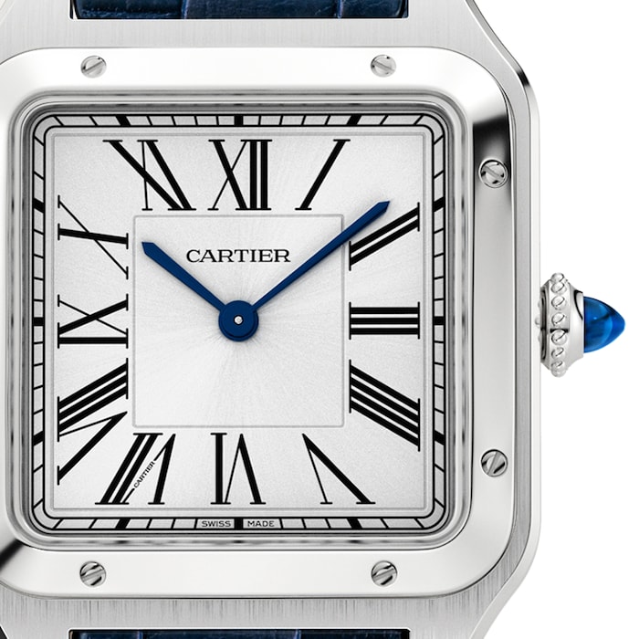 Cartier Santos-Dumont Watch Large Model, Quartz Movement, Steel, Leather