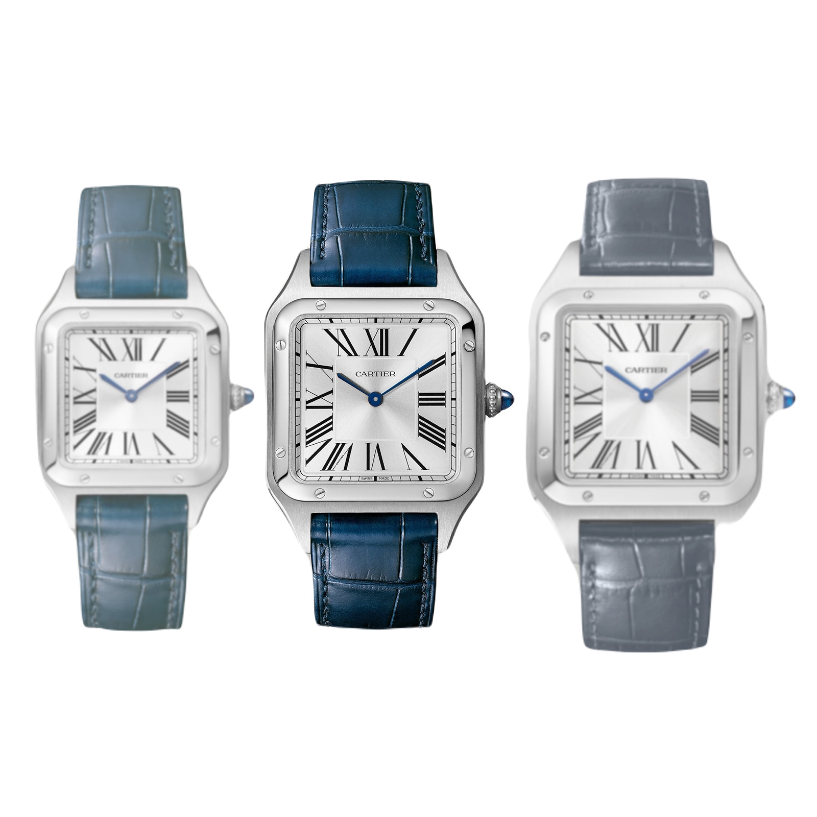 Cartier Santos-Dumont Watch Large Model, Quartz Movement, Steel, Leather