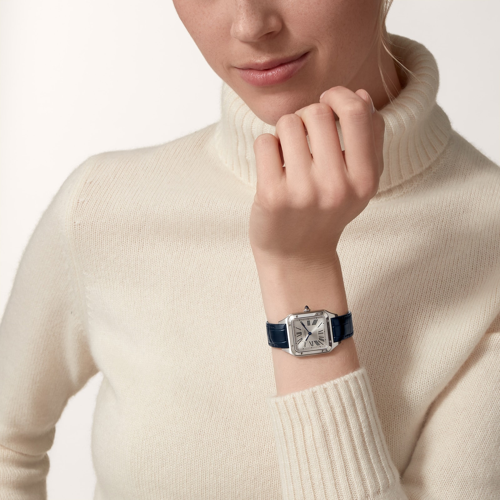 Cartier Santos-Dumont Watch Small Model, Quartz Movement, Steel, Leather