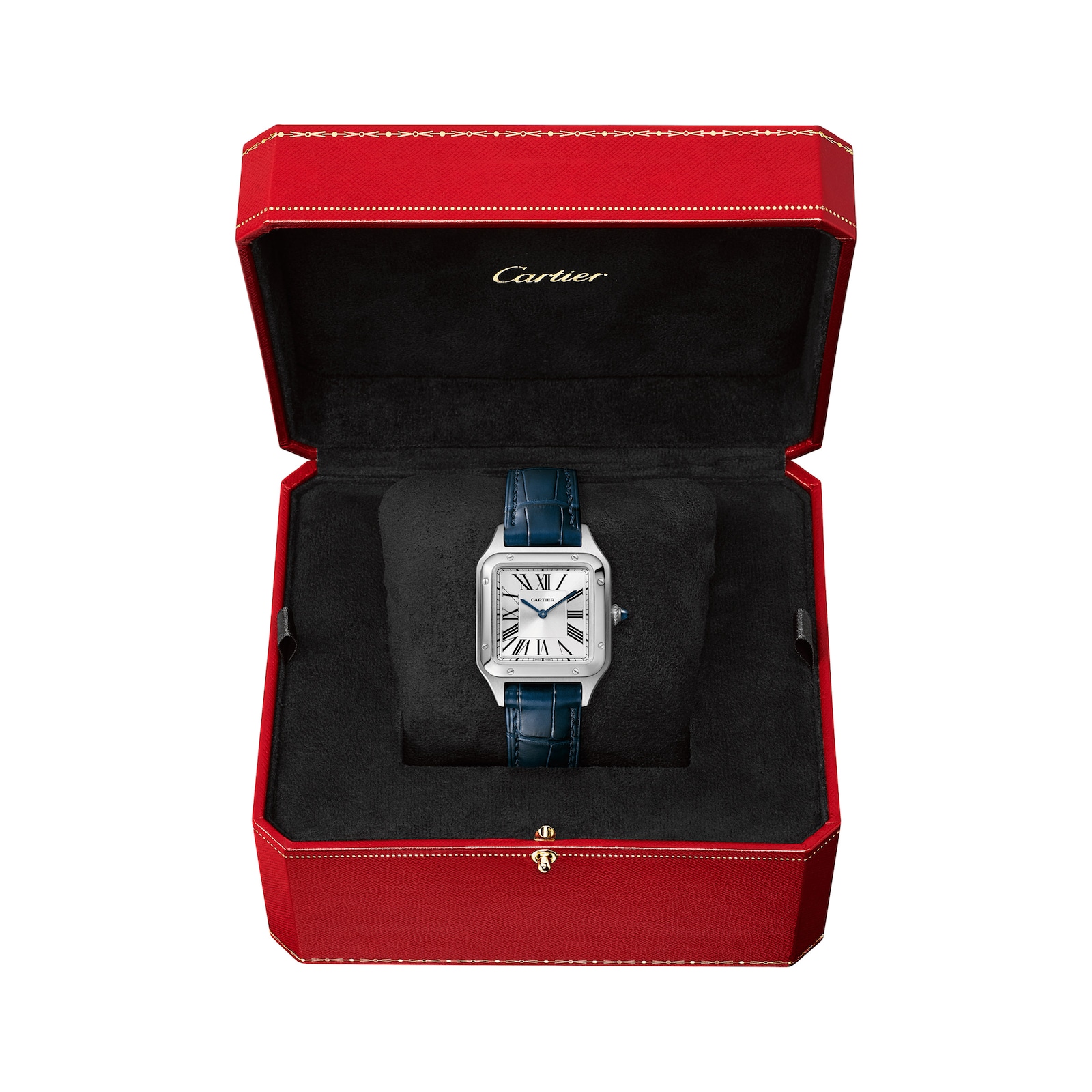Cartier Santos-Dumont Watch Small Model, Quartz Movement, Steel, Leather