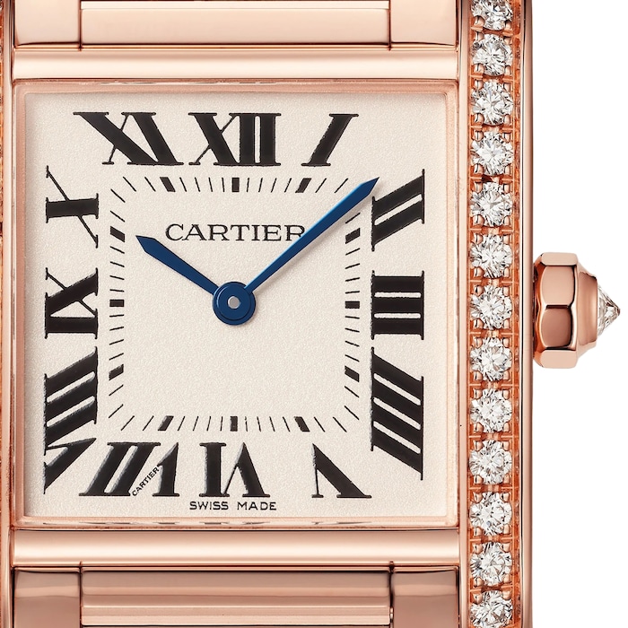 Cartier Tank Française Watch Medium Model, Quartz Movement, Rose Gold, Diamonds