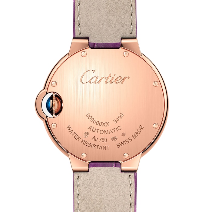 Cartier ballon Bleu De Cartier Watch, 33mm, Automatic Movement, Rose Gold, Diamonds, Leather