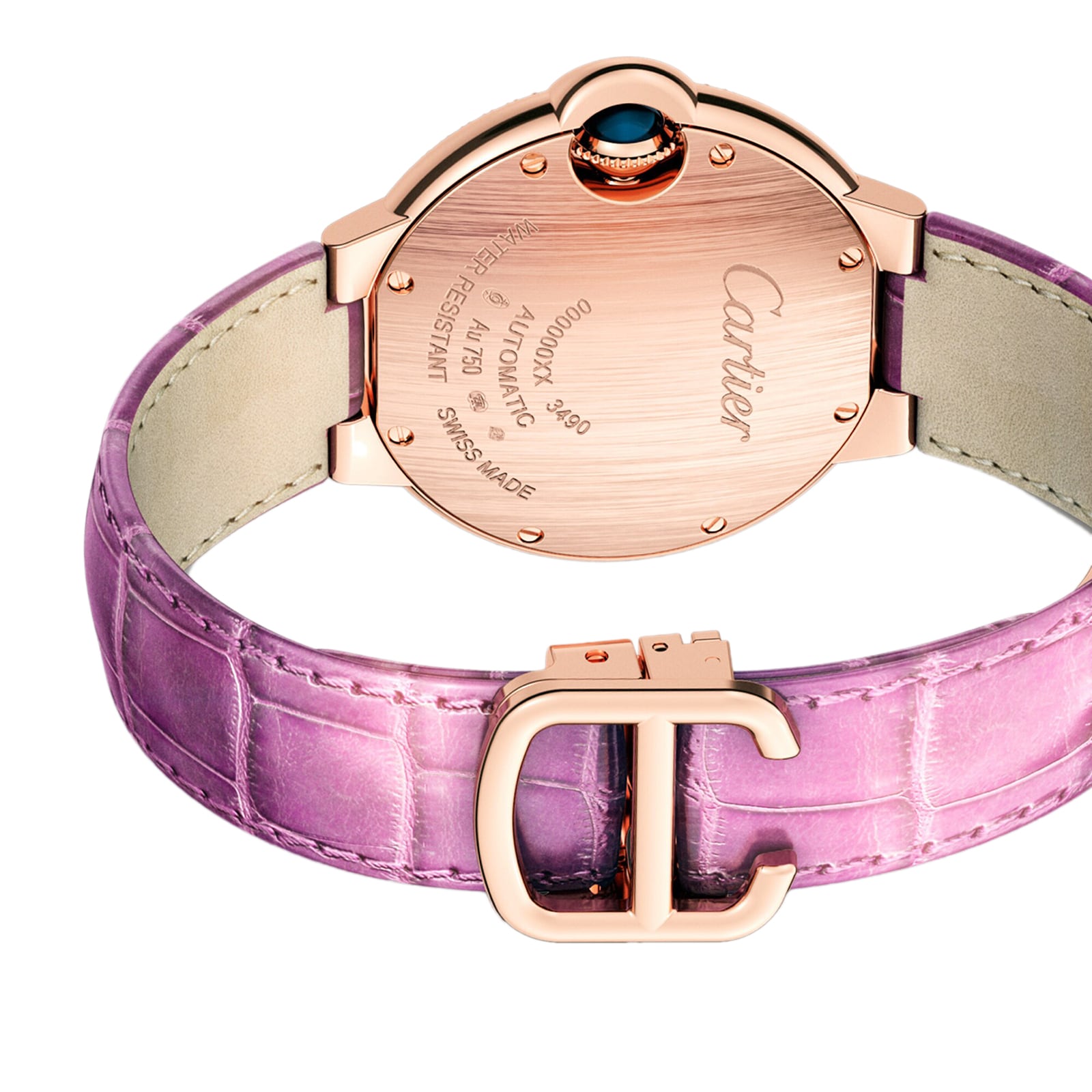 Cartier Ballon Bleu De Cartier Watch, 33mm, Automatic Movement, Rose Gold, Diamonds, Leather