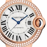 Cartier ballon Bleu De Cartier Watch, 33mm, Automatic Movement, Rose Gold, Diamonds, Leather