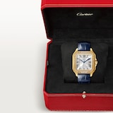 Cartier Santos De Cartier Watch, Santos Watch, Medium Model, Mechanical Movement With Automatic Winding, Leather, Yellow Gold