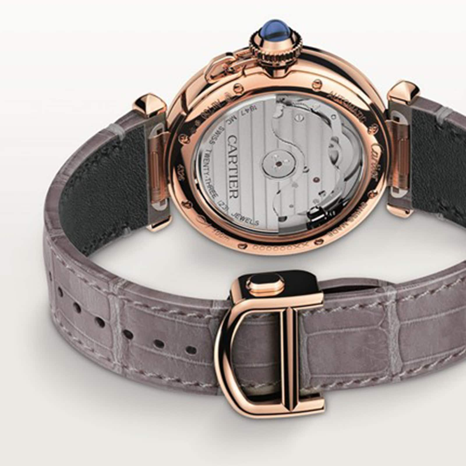 Pasha De Cartier Watch 35mm Automatic Movement Rose Gold 2 Interchangeable Leather Straps