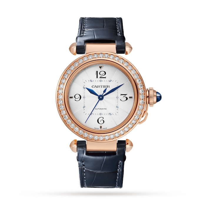 Cartier Pasha De Cartier Watch 35mm, Automatic Movement, Rose Gold, Diamonds, Interchangeable Metal And Leather Straps