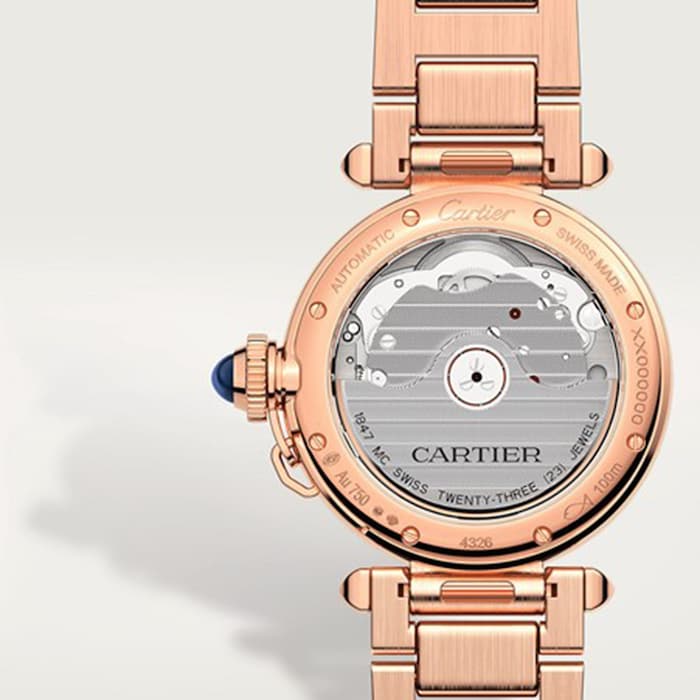 Cartier Pasha De Cartier Watch 35mm, Automatic Movement, Rose Gold, Diamonds, Interchangeable Metal And Leather Straps