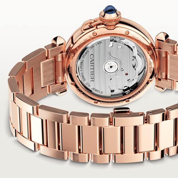 Cartier Pasha De Cartier Watch 35mm, Automatic Movement, Rose Gold, Diamonds, Interchangeable Metal And Leather Straps