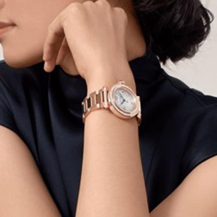 Cartier Pasha De Cartier Watch 35mm, Automatic Movement, Rose Gold, Diamonds, Interchangeable Metal And Leather Straps