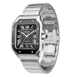 Cartier Santos De Cartier Watch Large Model, Automatic Movement, Steel, ADLC, Interchangeable Metal And Rubber Bracelets