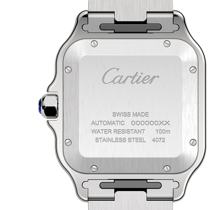 Cartier Santos De Cartier Watch Large Model, Automatic Movement, Steel, ADLC, Interchangeable Metal And Rubber Bracelets