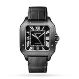 Cartier Santos De Cartier Watch Large Model, Automatic Movement, Steel, Adlc, Interchangeable Rubber And Leather Bracelets