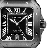 Cartier Santos De Cartier Watch Large Model, Automatic Movement, Steel, ADLC, Interchangeable Rubber And Leather Bracelets