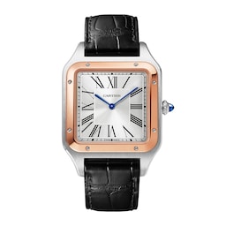 17311100 - Santos-Dumont Watch Extra-Large Model, Hand-Wound Mechanical Movement, Rose Gold, Steel, Leather