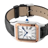 Cartier Santos-Dumont Watch Extra-Large Model, Hand-Wound Mechanical Movement, Rose Gold, Steel, Leather