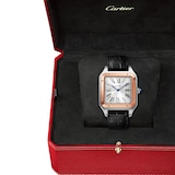 Cartier Santos-Dumont Watch Extra-Large Model, Hand-Wound Mechanical Movement, Rose Gold, Steel, Leather