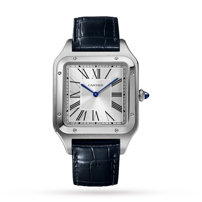 Cartier Santos-dumont Watch Extra-Large Model, Hand-Wound Mechanical Movement, Steel, Leather