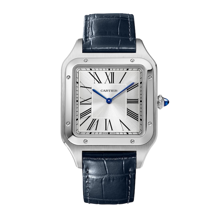 Cartier Santos-dumont Watch Extra-Large Model, Hand-Wound Mechanical Movement, Steel, Leather