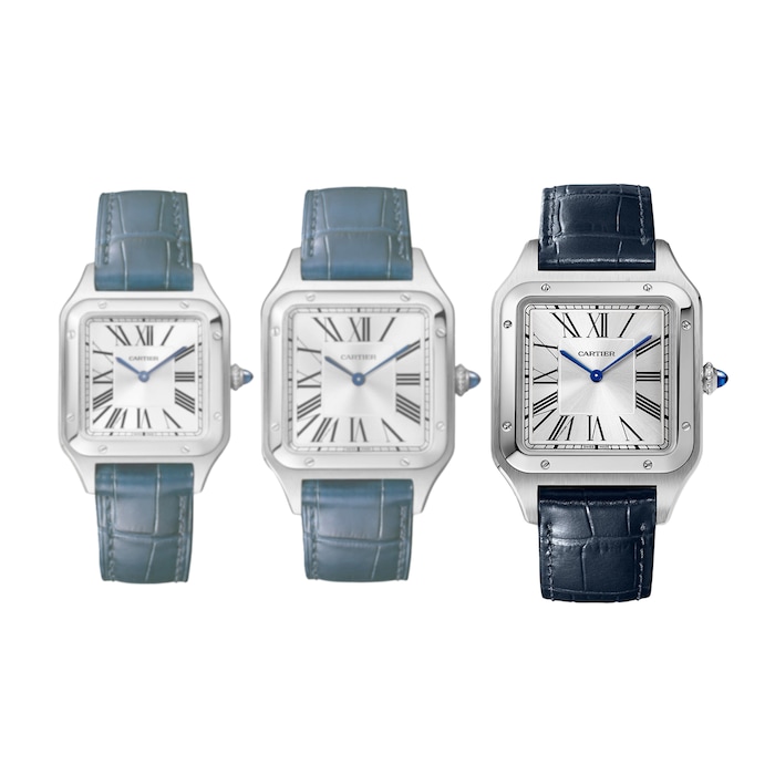 Cartier Santos-Dumont Watch Extra-Large Model, Hand-Wound Mechanical Movement, Steel, Leather