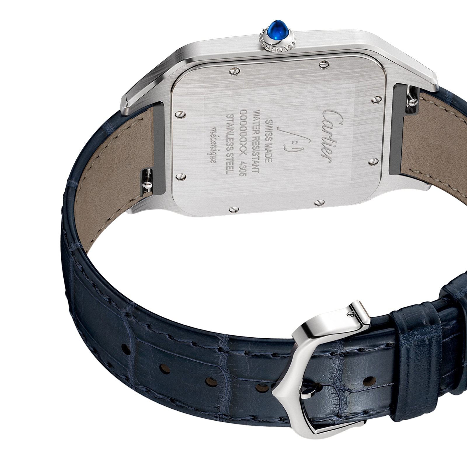 Cartier Santos-Dumont Watch Extra-Large Model, Hand-Wound Mechanical Movement, Steel, Leather